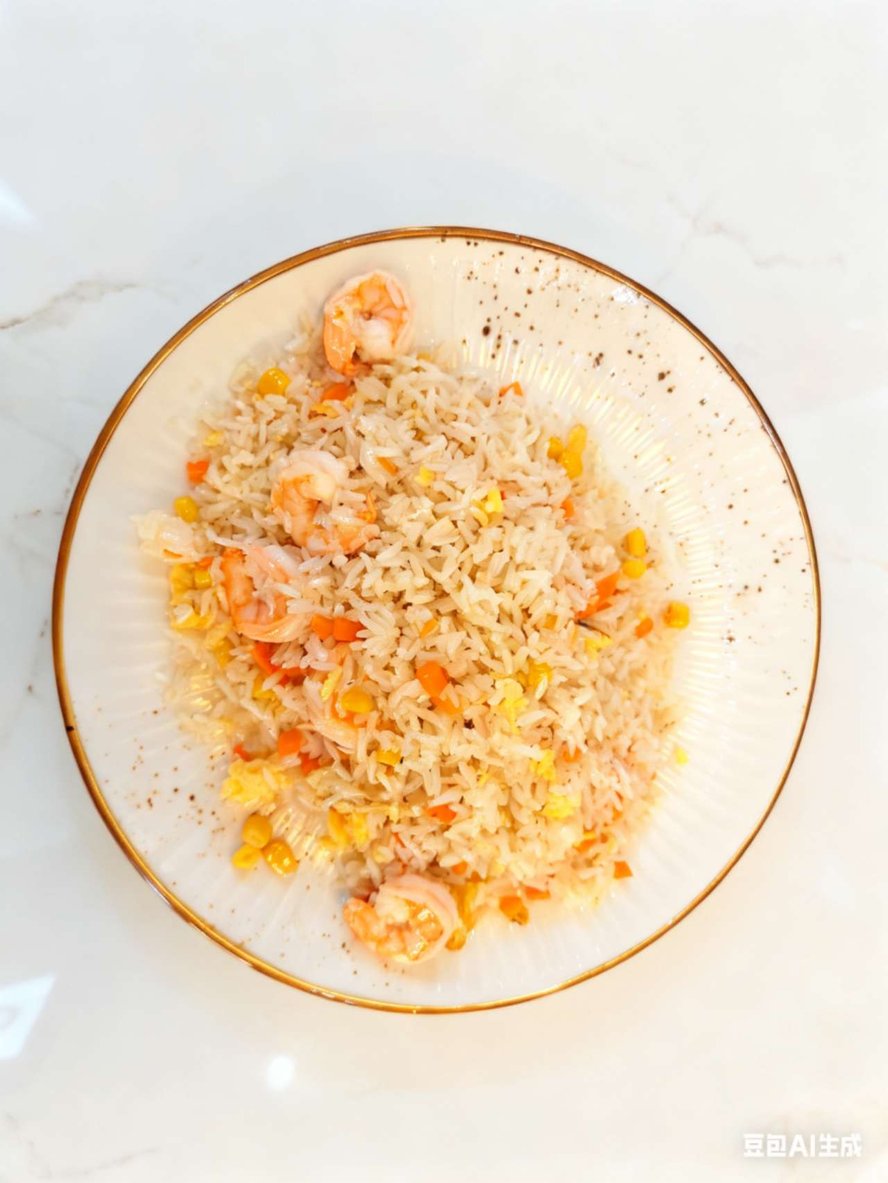 Arroz frito con gambas