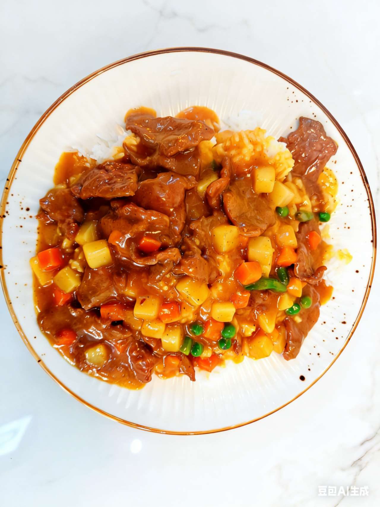 Arroz con ternera en salsa curry