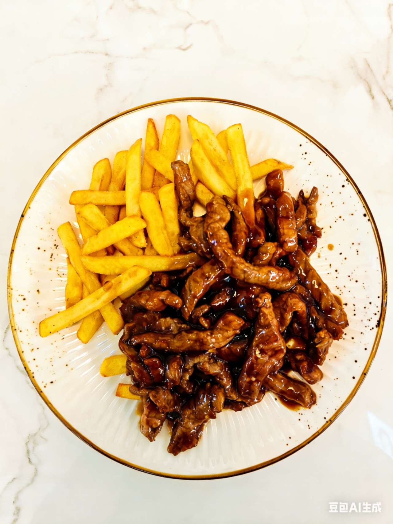 Ternera con patatas fritas