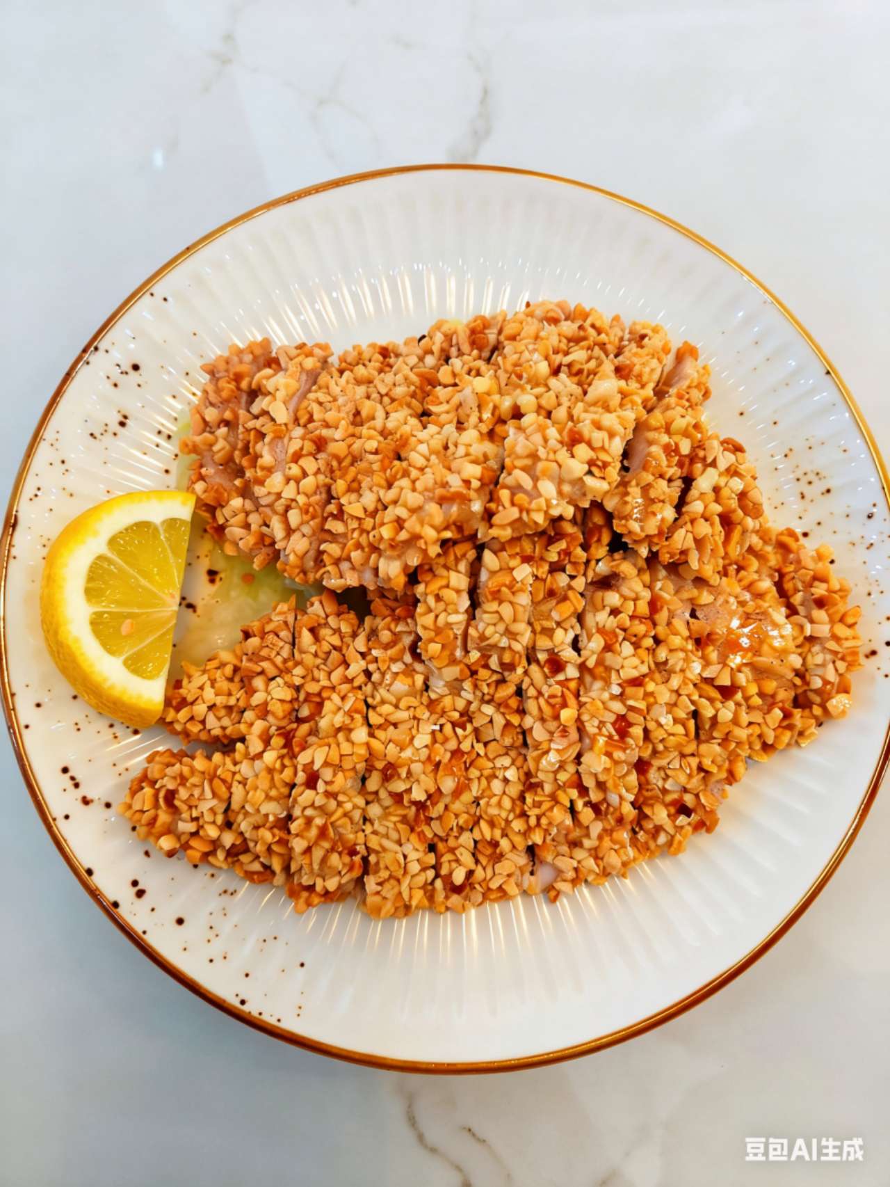 Pollo frito con almendras