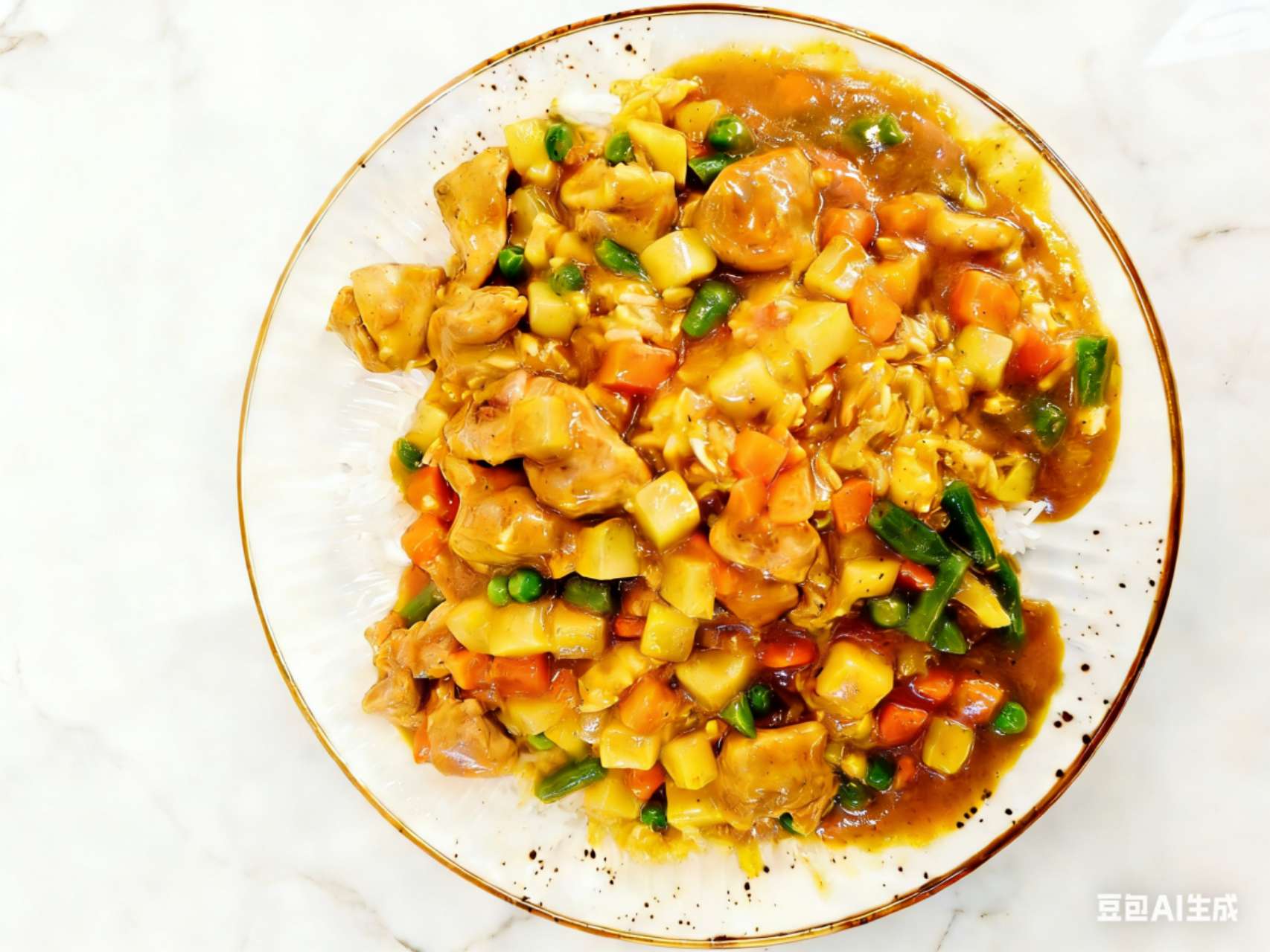 Arroz con pollo en salsa curry